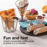 800 W White Waffle Cone and Waffle Bowl Maker
