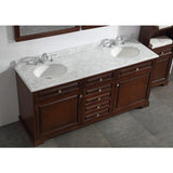 Highclere 72 in. W x 22 in. D Double Bath Vanity in Cocoa with Natural Carrara Marble Vanity Top in White - Super Arbor