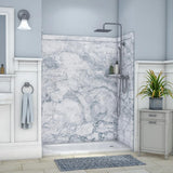Royale 36 in. x 60 in. x 80 in. 11-Piece Easy Up Adhesive Alcove Bathtub/Shower Wall Surround in Calacatta White - Super Arbor