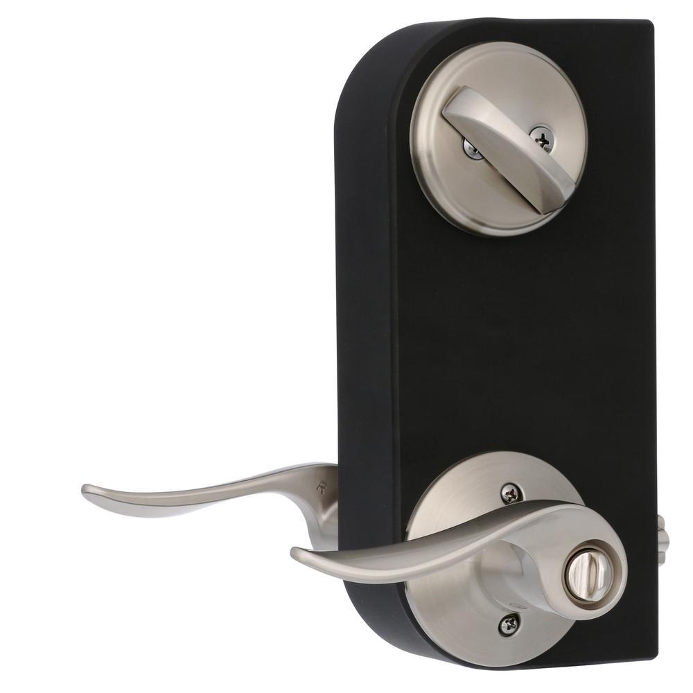 Satin Nickel Single Cylinder Deadbolt with Sacramento Entry Door Lever Combo Pack - Super Arbor