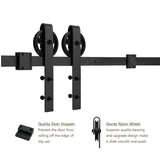 6.6 ft./79 in. Black Sliding Barn Door Track and Hardware Kit with Bigwheel J Shape Hanger for Single Door - Super Arbor