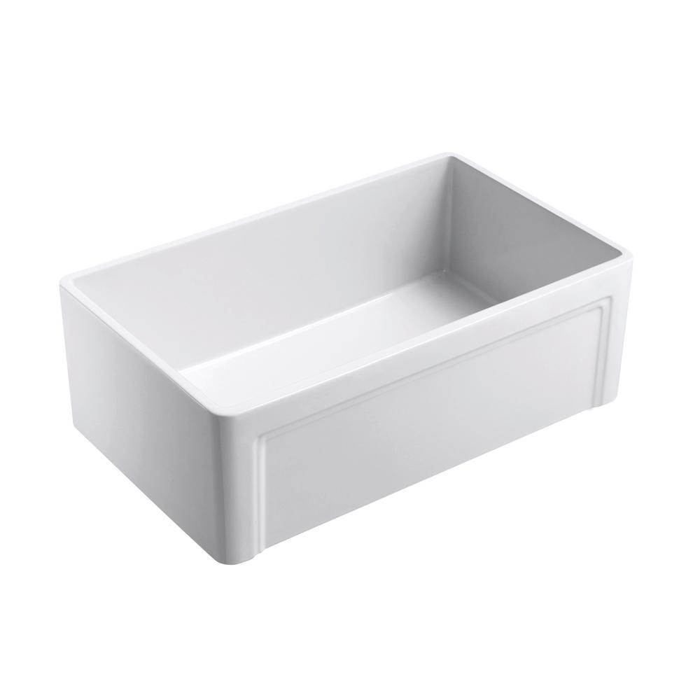 Olde London Farmhouse Fireclay 30 in. Single Bowl Kitchen Sink with Grid with Grid and Strainer