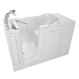 Whirlpool Left-Hand 28 in. x 48 in. Walk-In Bath, Roman Tub Filler, and Cadet 3 FloWise Tall Height Toilet in White - Super Arbor