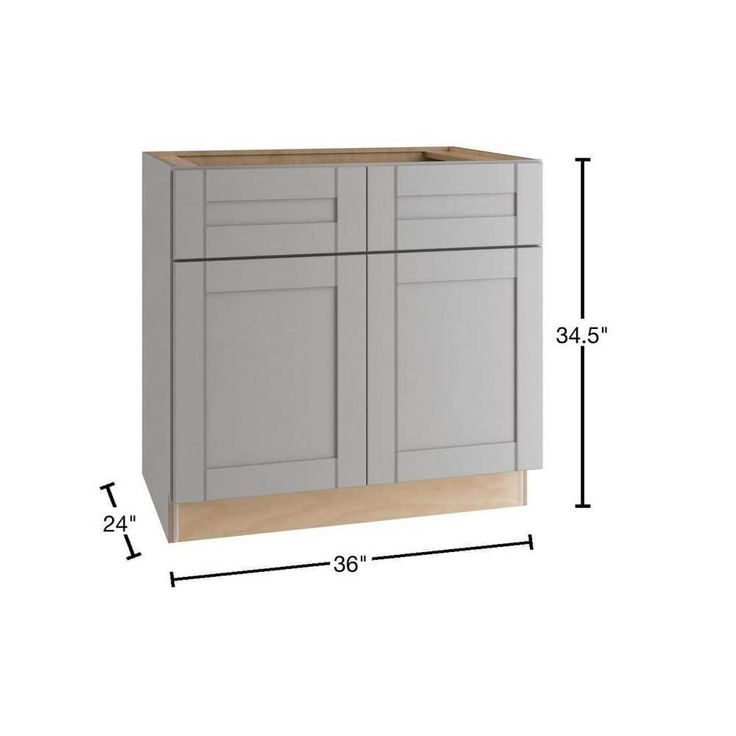 Home Decorators Collection Washington Veiled Gray Plywood Shaker Assembled Vanity Sink Base Kitchen Cabinet Sft Cls 36 in W x 24 in D x 34.5 in H