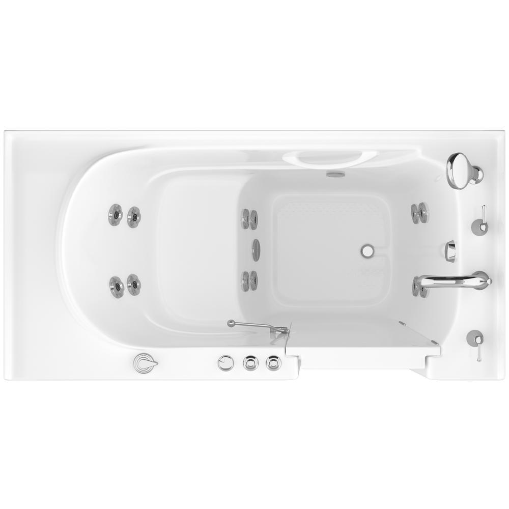 HD Series 60 in. Right Drain Quick Fill Walk-In Whirlpool Bath Tub with Powered Fast Drain in White - Super Arbor