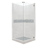 Newport Grand Hinged 42 in. x 48 in. x 80 in. Right-Hand Corner Shower Kit in Wet Cement and Black Pipe Hardware - Super Arbor
