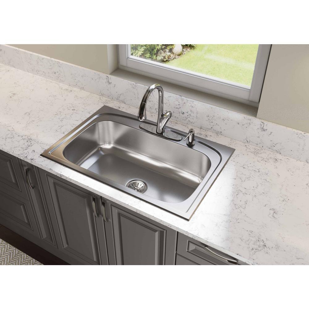 Pergola Drop-In Stainless Steel 33 in. 4-Hole Single Bowl Kitchen Sink - Super Arbor