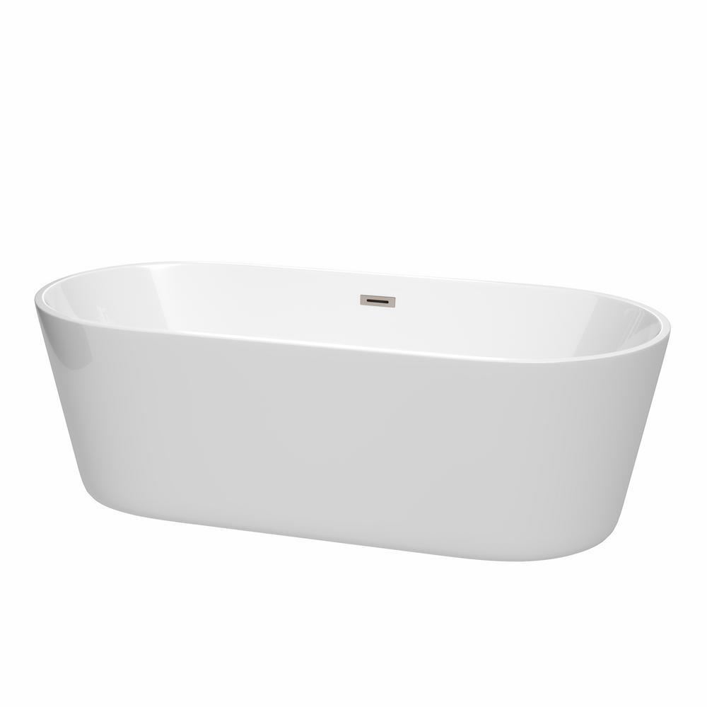 Carissa 60 in. Acrylic Flatbottom Bathtub in White with Matte Black Trim - Super Arbor