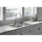 Verse Drop-In Stainless Steel 33 in. 4-Hole Double Bowl Kitchen Sink - Super Arbor