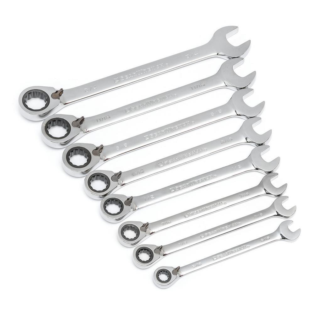 SAE Reversible Ratcheting Wrench Set (8 -Piece) - Super Arbor