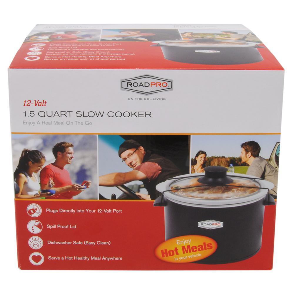 RoadPro 12-Volt 1.5 Qt. Slow Cooker Black - Super Arbor