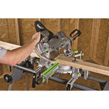 15-Amp 10 in. Sliding Compound Miter Saw with Laser, Electric Brake, Spindle Lock, Dust Bag, Wings and Blade - Super Arbor