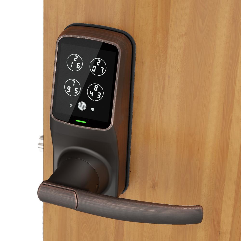 Secure Smart Touchscreen Keypad Door Latch Lock with Bluetooth, Venetian Bronze - Super Arbor