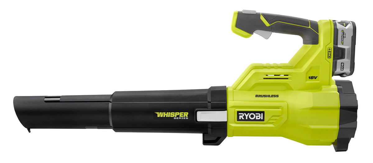 RYOBI 110 MPH 410 CFM 18V ONE+ Brushless Cordless Jet Fan Blower Kit with 4Ah Battery and Charger