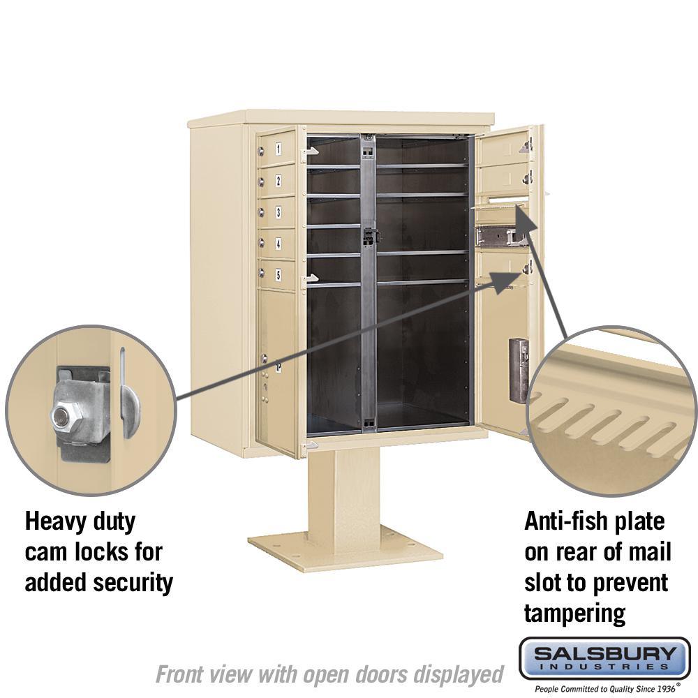 3400 Horizontal Series 8-Compartment 2-Parcel Locker Pedestal Mount Mailbox - Super Arbor