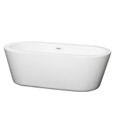 Mermaid 71 in. Acrylic Flatbottom Center Drain Soaking Tub in White - Super Arbor