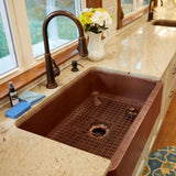 Adams All-in-One Farmhouse Copper 33 in. Single Bowl Kitchen Sink with Pfister Ashfield Faucet and Drain