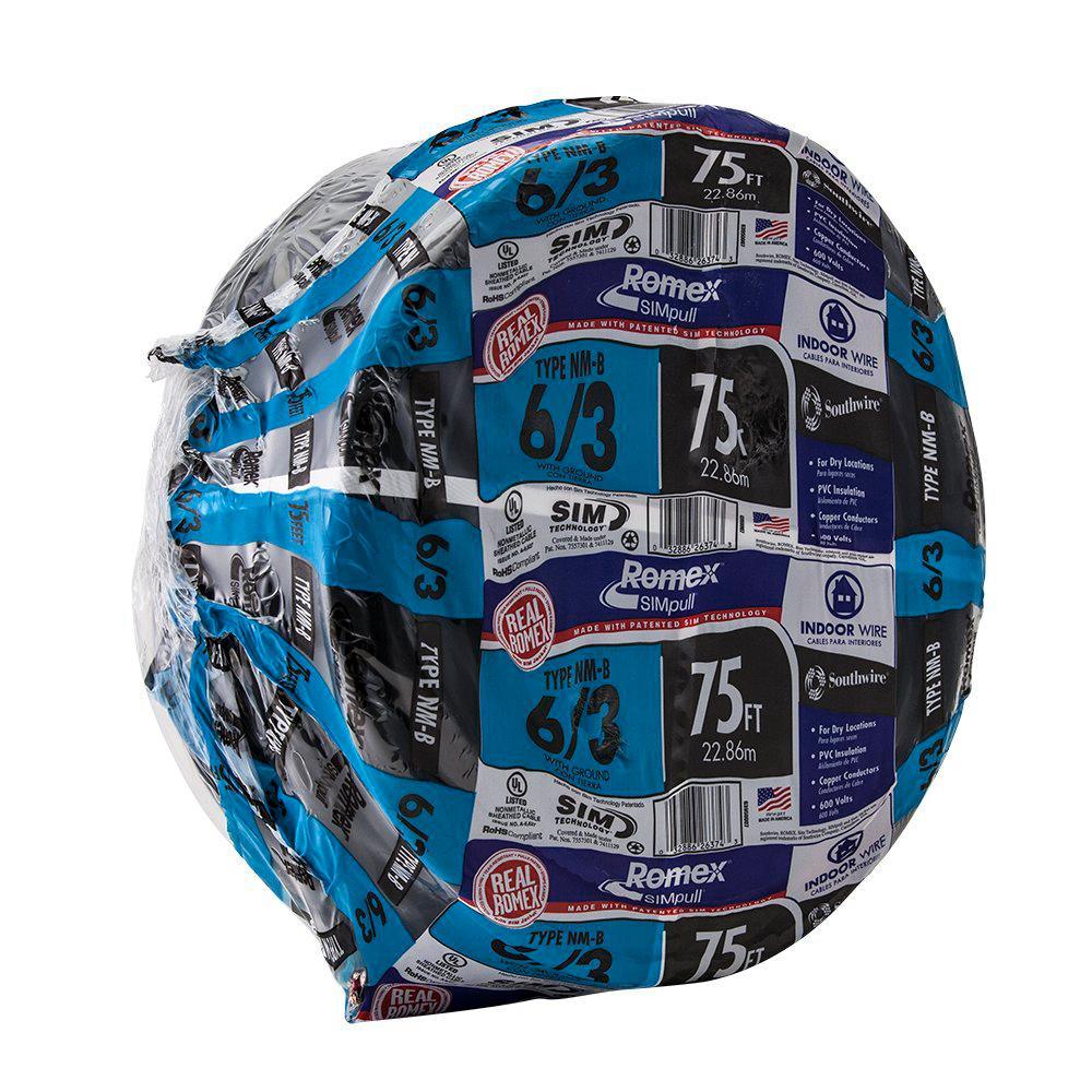75 ft. 6/3 Stranded Romex SIMpull CU NM-B W/G Wire