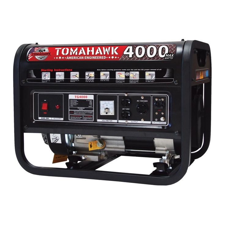 Tomahawk Power 4000-Watt Gas Powered Recoil Start Portable Generator with 7 HP Engine