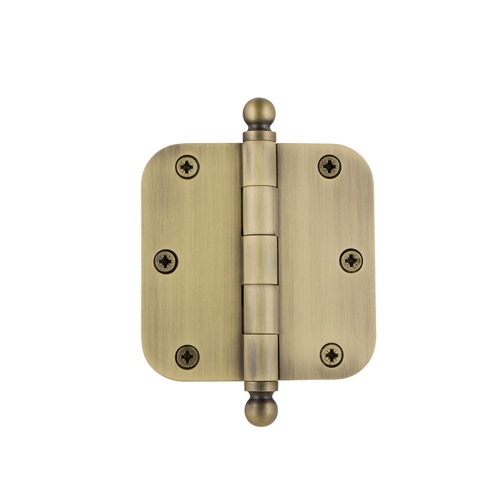 3.5 in. Antique Brass Ball Tip Residential Hinge with 5/8 in. Radius Corners - Super Arbor