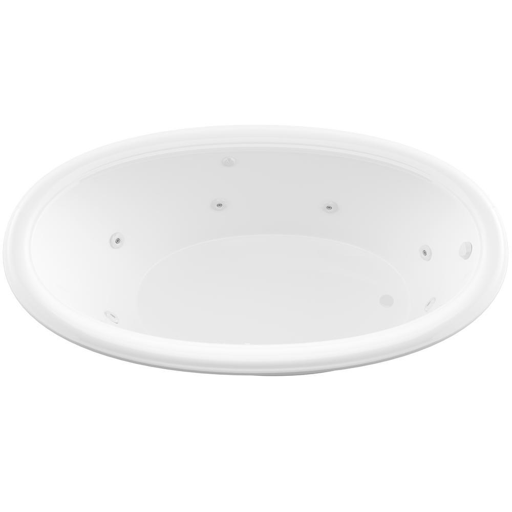 Topaz 60 in. Oval Drop-in Whirlpool Bath Tub in White - Super Arbor