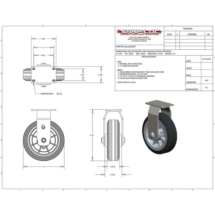 6 in. All-Terrain Rubber Fixed Caster