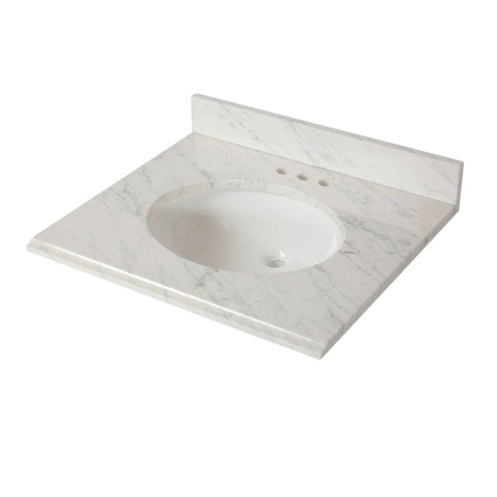 31 in. x 22 in. Stone Effects Vanity Top in Cascade with White Sink - Super Arbor
