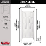 Classic 400 32 in. x 32 in. x 74 in. 3-Piece Direct-to-Stud Alcove Surround in White - Super Arbor
