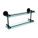 Que New 22 in. L x 8 in. H x 5 in. W 2-Tier Clear Glass Bathroom Shelf with Gallery Rail in Satin Nickel - Super Arbor