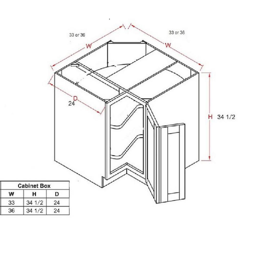 Lancaster Shaker Assembled 36 in. x 34.5 in. x 24 in. Base Lazy Susan Cabinet in White - Super Arbor