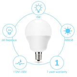 YANSUN 60-Watt Equivalent G14 6-Watt Dimmable E12 Candelabra Base LED Light Bulb in Daylight White 5000K (6-Pack)
