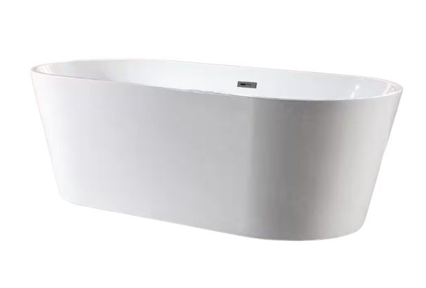 Kearny 71 in. Acrylic FlatBottom Double Ended Bathtub with Matte Black Overflow and Drain Included in White