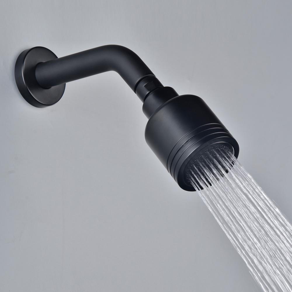 1-Spray Patterns with 4.1 GPM 2.52 in. Wall Mount Rain Fixed Shower Head in Matte Black - Super Arbor