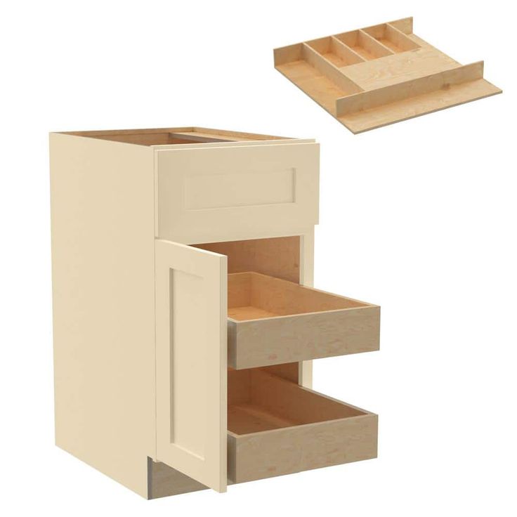 Home Decorators Collection Newport 18 in. W x 24 in. D x 34.5 in. H Assembled Plywood Base Kitchen Cabinet in Blended Cream with 2ROT Cutlery LH