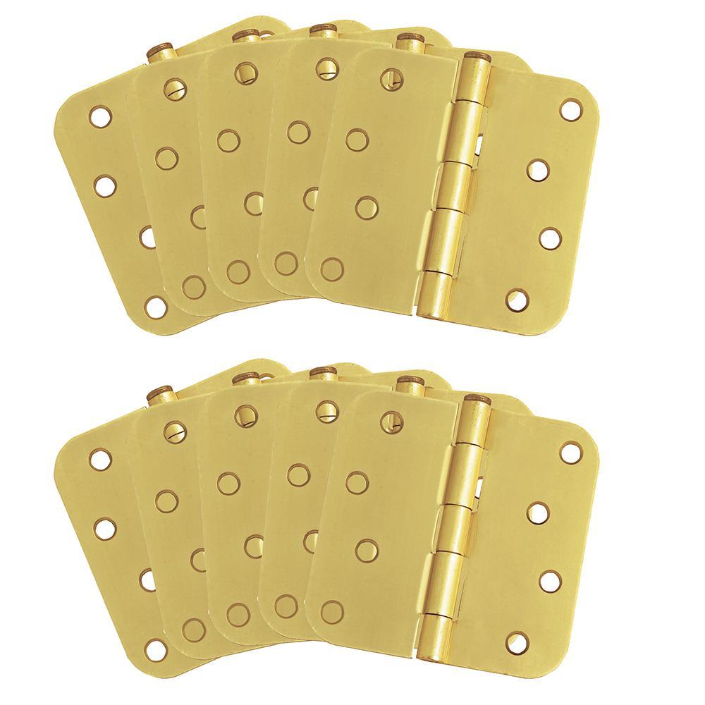 4 in. x 5/8 in. Radius Satin Nickel Door Hinge Value Pack (3 per Pack) - Super Arbor