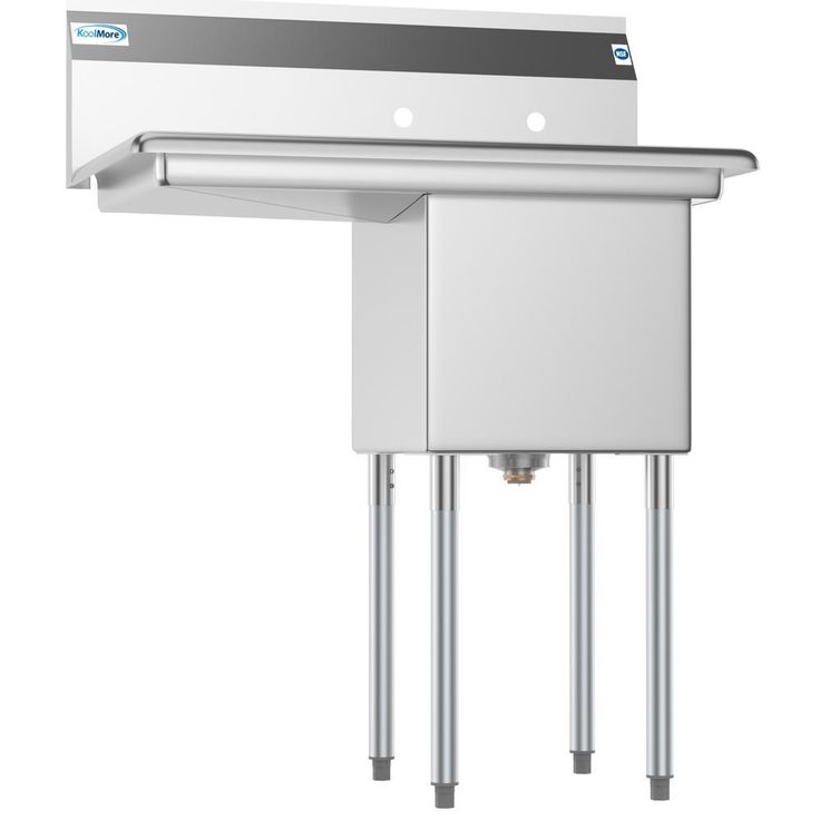 Freestanding Stainless Steel 33 in. 2-Hole Single Bowl Commercial Kitchen Sink with Left Side Drainboard