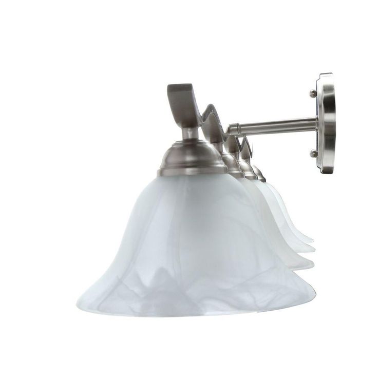 Andenne 4-Light Brushed Nickel Bath Vanity Light with Bell Shaped Marbleized Glass Shades