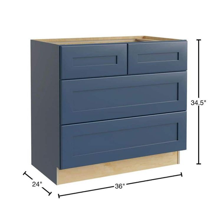 Home Decorators Collection Newport 36 in. W x 24 in. D x 34.5 in. H Assembled Plywood Cooktop Base Kitchen Cabinet in Mythic Blue with Soft Close