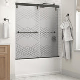 Everly 60 in. x 59-1/4 in. Mod Semi-Frameless Sliding Bathtub Door in Nickel and 1/4 in. (6mm) Mozaic Glass - Super Arbor