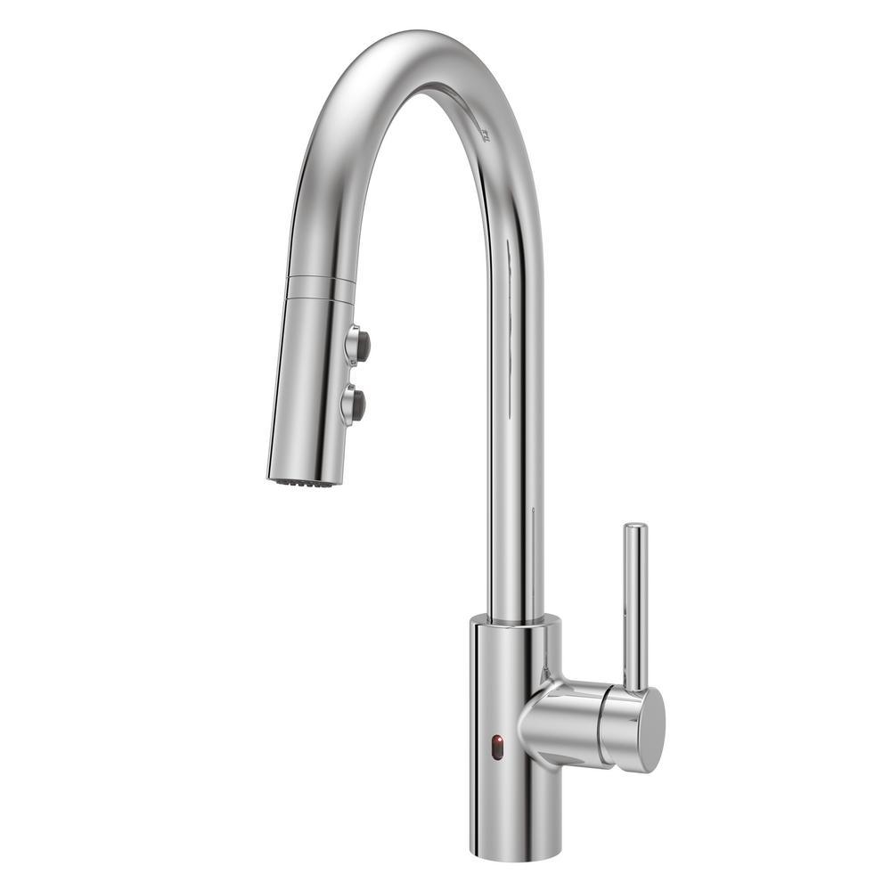 Stellen Single-Handle Electronic Pull-Down Sprayer Kitchen Faucet with React Touchless Technology in Black - Super Arbor