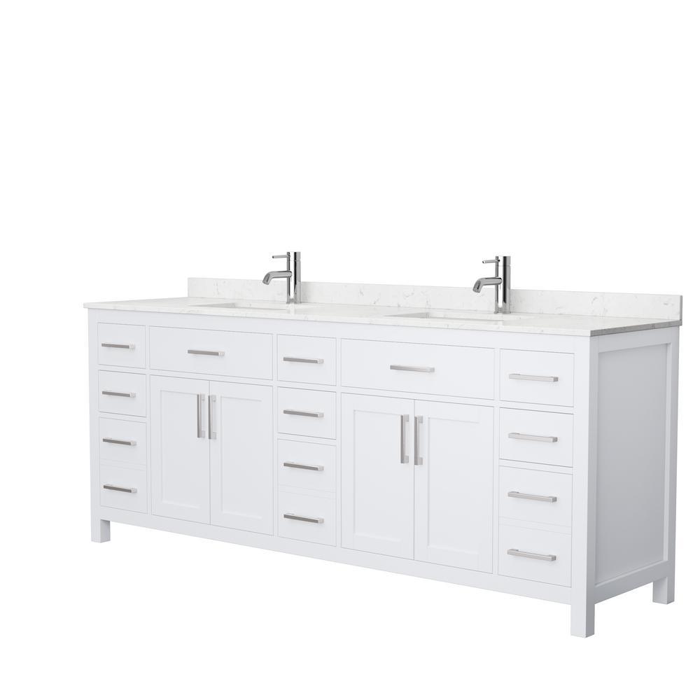 Beckett 72 in. W x 22 in. D Double Bath Vanity in White with Cultured Marble Vanity Top in Carrara with White Basins - Super Arbor