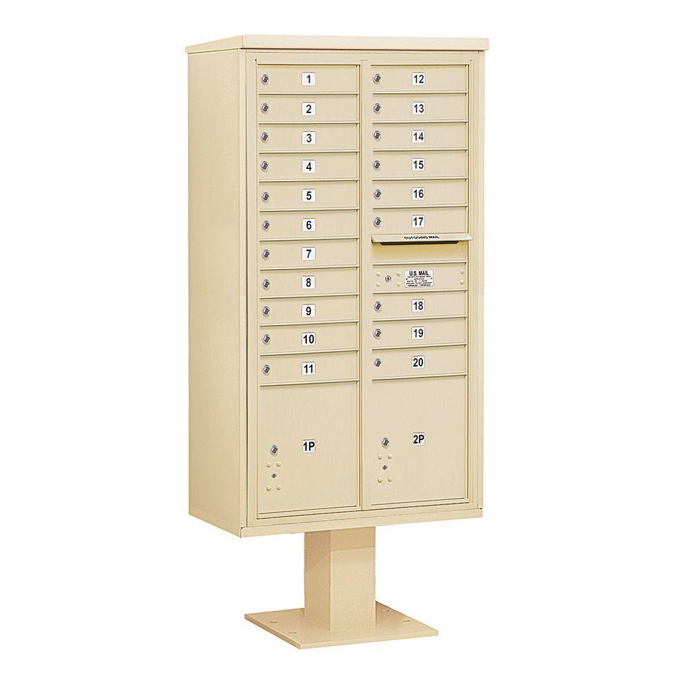 3400 Series Black Mount 4C Pedestal Mailbox with 20 MB1 Doors/2 PL - Super Arbor
