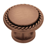 Contempo 1-1/8 in. (28mm) Satin Nickel Rope Edge Round Cabinet Knob - Super Arbor