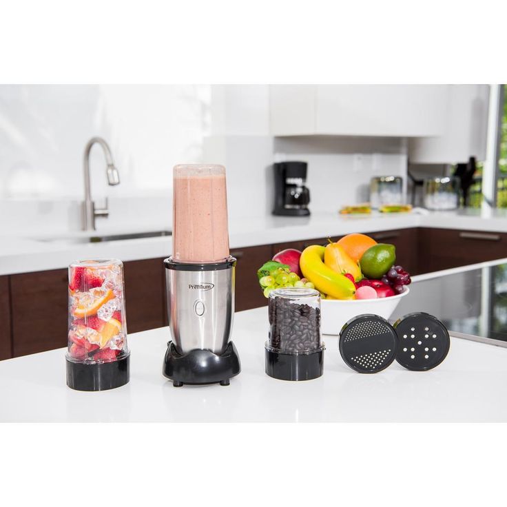 9-Piece 19 oz. Single Speed Silver Personal Blender Set