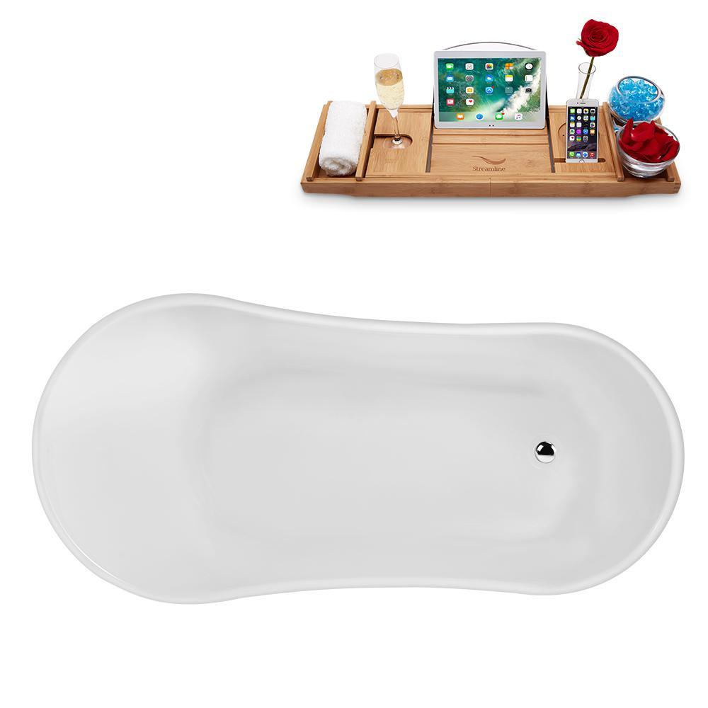 63 in. Acrylic Clawfoot Non-Whirlpool Bathtub in White - Super Arbor