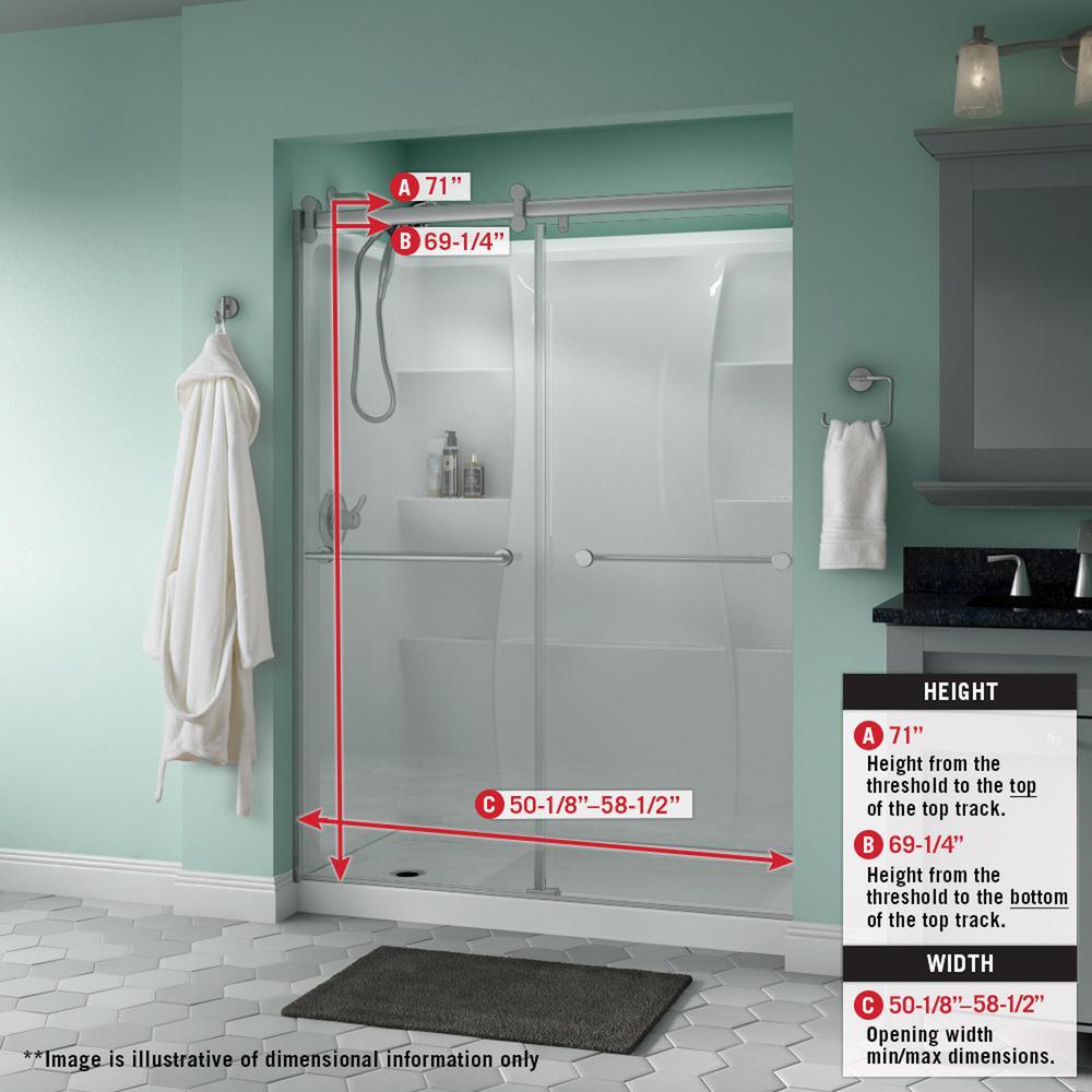 Simplicity 60 x 71 in. Frameless Contemporary Sliding Shower Door in Bronze with Clear Glass - Super Arbor