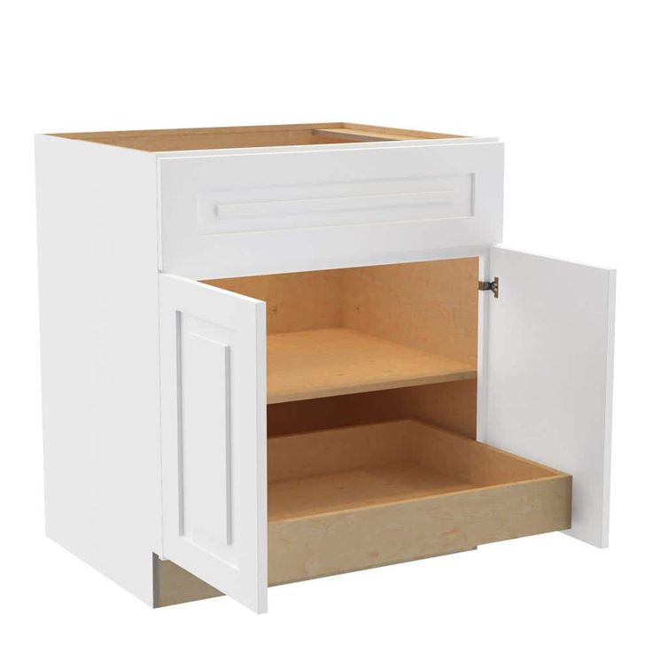 Home Decorators Collection Grayson 30 in. W x 24 in. D x 34.5 in. H Assembled Plywood Base Kitchen Cabinet in Pacific White with 1ROT Soft Close