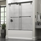 Lyndall 60 x 59-1/4 in. Frameless Mod Soft-Close Sliding Bathtub Door in Nickel with 3/8 in. (10mm) Clear Glass - Super Arbor
