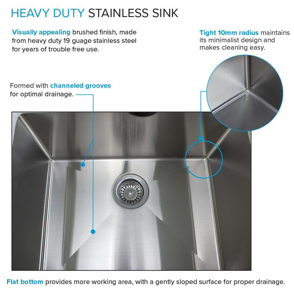 All-in-One 29 in. x 25.5 in. Stainless Steel Quartz Undermount Laundry/Utility Sink and Cabinet with Faucet in White - Super Arbor
