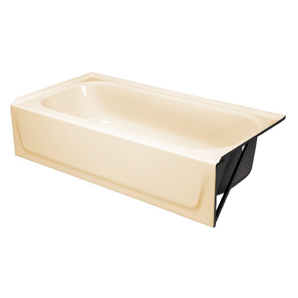 Aloha 60 in. Left Drain Rectangular Alcove Soaking Bathtub in White - Super Arbor